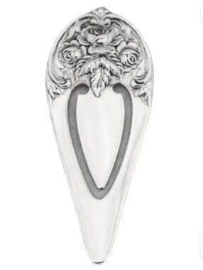Vtg S. Kirk & Son Sterling Silver Repousse Floral Rose Pattern Bookmark Clip